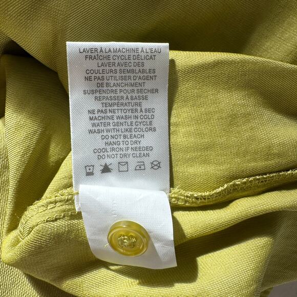 Joie Blouse WMNS S Moss Green Button Up Collared Short Sleeve Cuffed Pleated Top - Picture 7 of 7